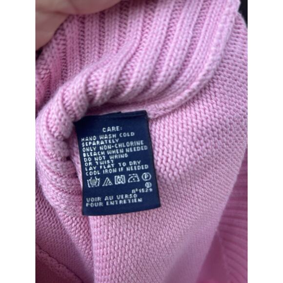 Ralph Lauren Full Zip Knit Sweater Mock Neck Pink Womens M LS - Picture 4 of 4